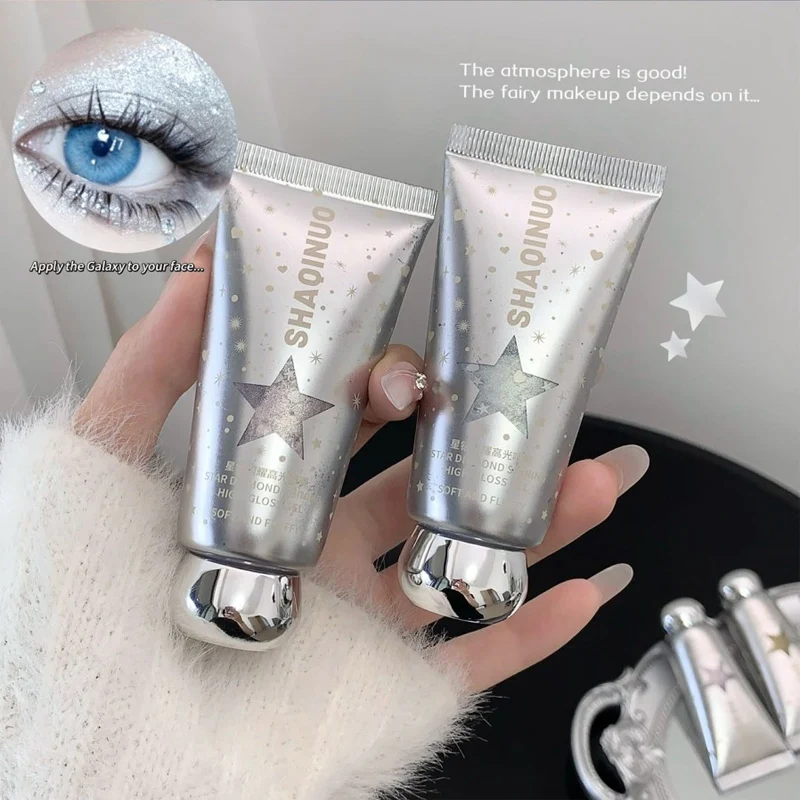 SHAQINUO Liquid Diamond Highlight Star Shimmer Highlighter Gel Galaxy Flashing Light Punk Eye Makeup Longlasting Face Cosmetics