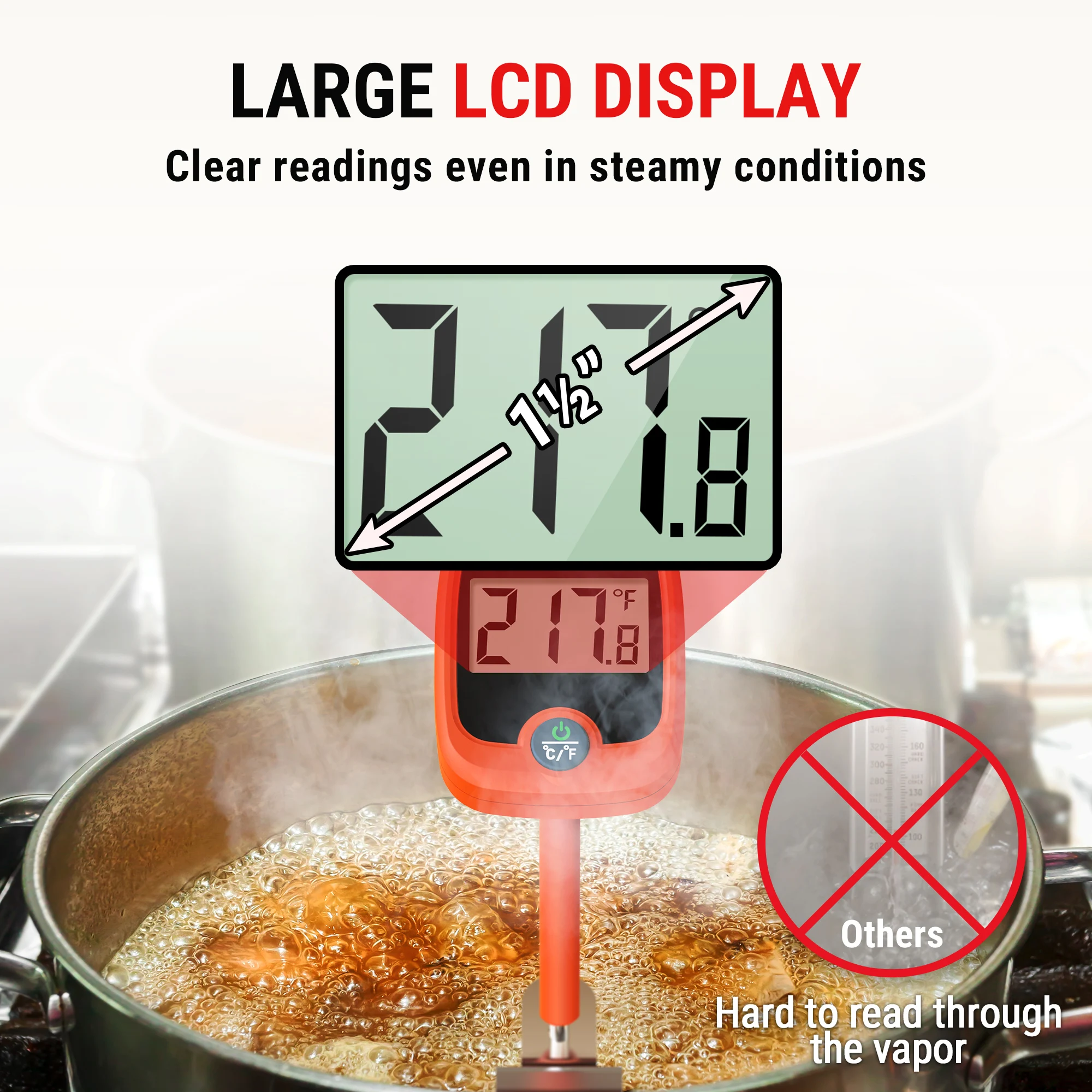 ThermoPro TP509 Fast Reading Backlit Candy Sugar Making Digital Kitchen Thermometer For Deep Frying Grill Cooking With Pot Clip