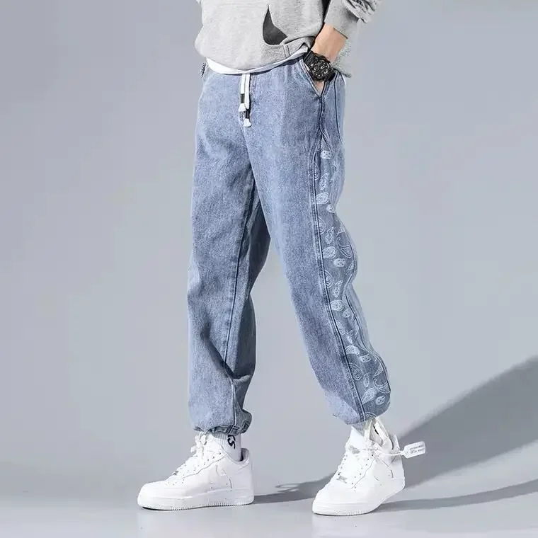 

Прямые мужские ковбойские брюки, модные брюки в стиле готика 2025, джинсовая ретро, мягкая осенняя одежда, дизайнерская дешевая классическая корейская мужская джинсовая одежда