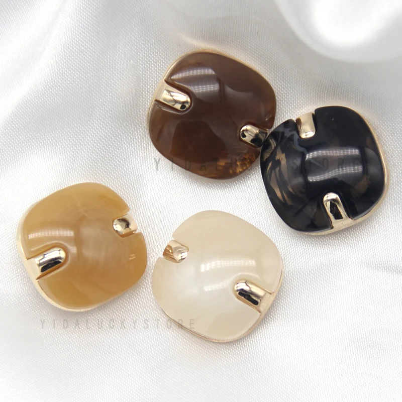 HENGC Vintage Imitation Onyx Square Ladies Metal Buttons For Sewing Women Blazer Coat Spring Decorations DIY Crafts Wholesale