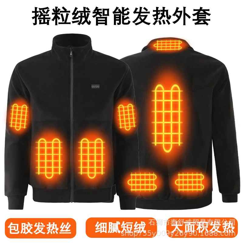 New Autumn Winter Smart Heated Fleece Jacket USB Electric Heating Thermal Warm Coat Men Constant Temperature Outdoor Clothing