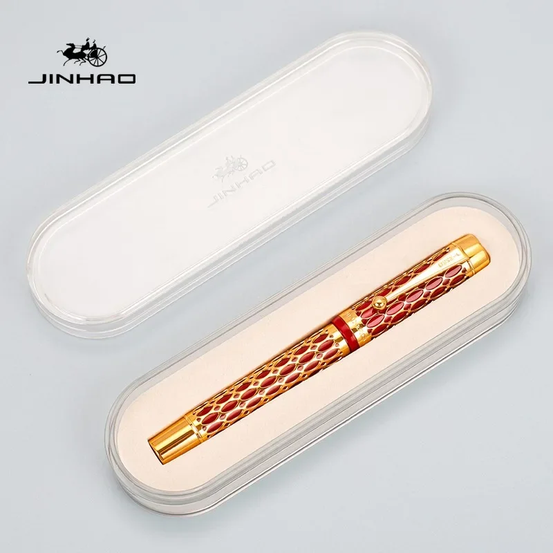 Imagem -03 - Caneta-tinteiro Caneta Caligrafia Papelaria Material Escolar e de Escritório Elegante Resina Série Oco ef f m Nib Jinhao100