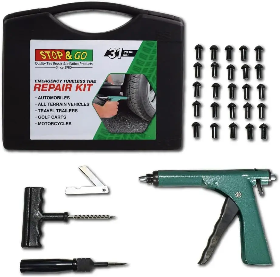 

30-Piece Tubeless Tire Repair Kit for Cars, Motorcycles, ATVs, Trucks - On-Spot Fixes
