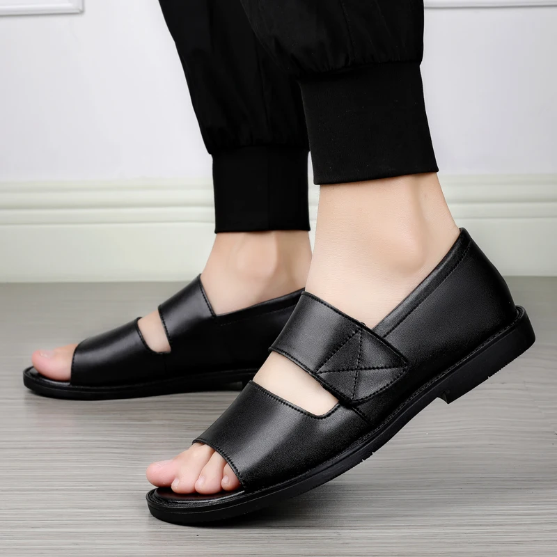 High Quality Rome Sandals for Men Genuine Leather Beach Sandals White Summer Men's Shoes Breathable Casual Gladiator Slippers