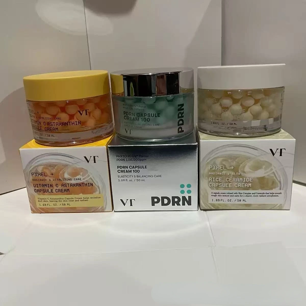 VT 100,000ppm Crema en Cápsulas PDRN, Crema con Ceramida de Arroz y Vitamina C y Astaxantina para el Cuidado de la Barrera Cutánea, Rellenadora, Unificadora del Tono, Suavizante