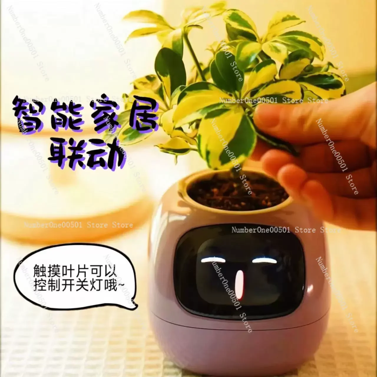 

Intelligent Potted Ivy Desktop Green Plant Intelligent Cute Pet interaction Flower Pot Cartoon Expression Plant Emotions English