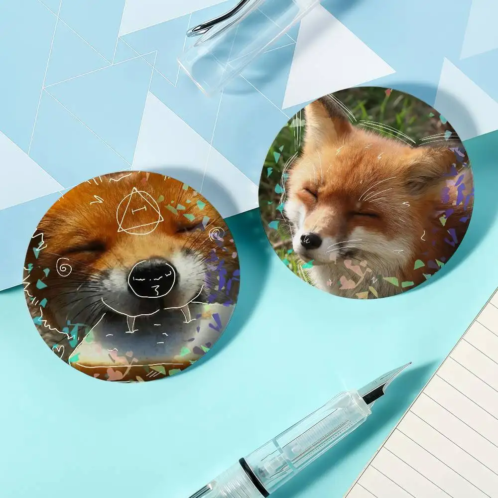Cute Animal Fox Therian Laser Badge Ensemble Lapel Pins for Backpacks Briefcase Brooch Clothes Gifts