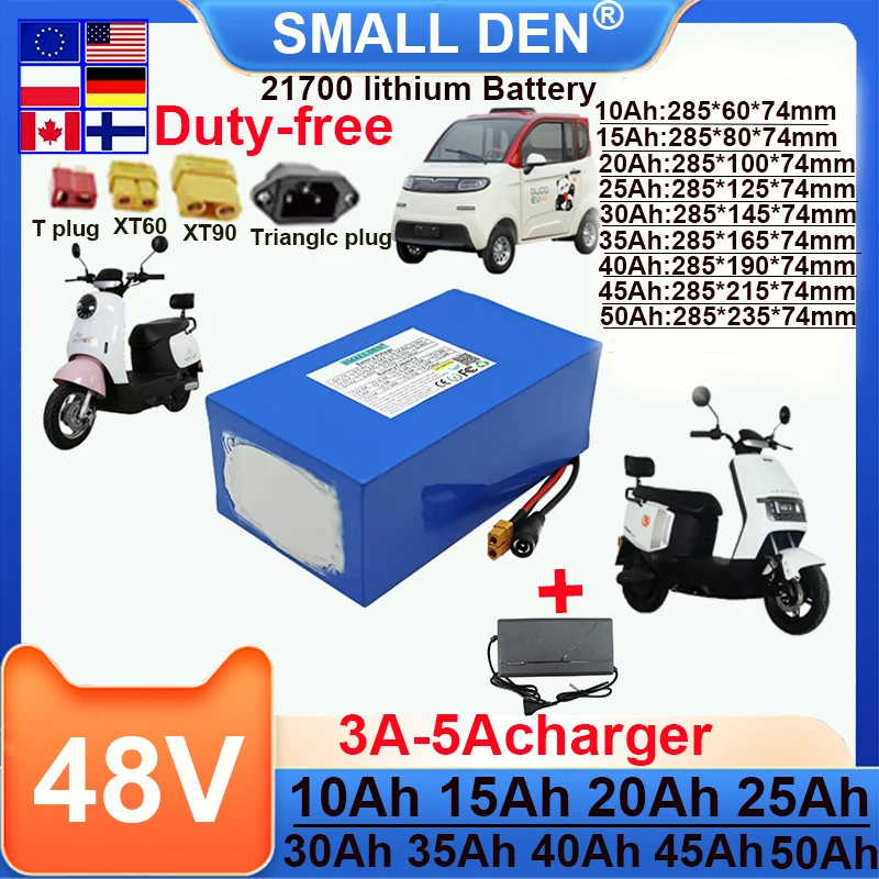 

48V 10Ah 15Ah 20Ah 25Ah 30Ah 35Ah 40Ah 45Ah 50Ah 21700 Lithium Battery Pack 10S-10P with BMS for E-tools Boat Scooter