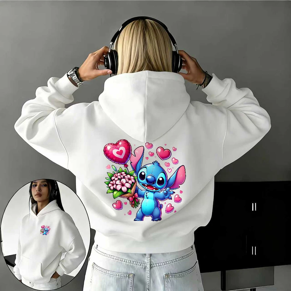 

Толстовка из 100% чистого хлопка с принтом Disney, осень/зима, цветочный букет в форме сердца для мужчин и женщин, повседневный и теплый топ