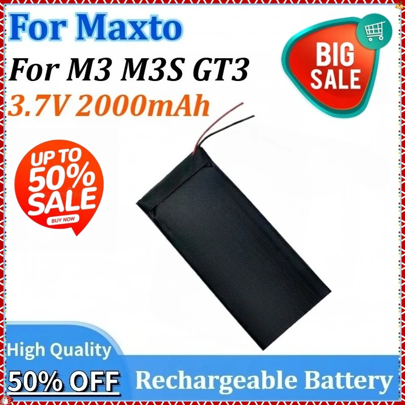 

3.7V 2000mAh Newly upgraded Driving Recorder Batteries for Maxto M3 M3S GT3 Motorcycle Recorder Li Polymer Pack Replacement