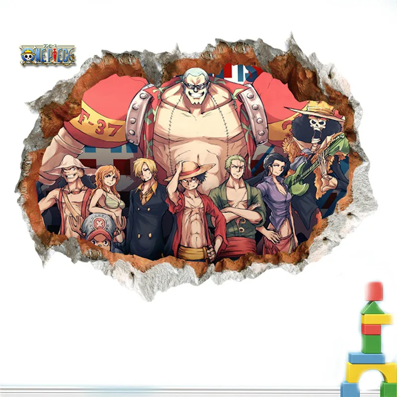 Cartoon ONE PIECE Wall Stickers For Kid's Room Kindergarten Living Room Wall Decoration Luffy Movie Anime Poster Stickers