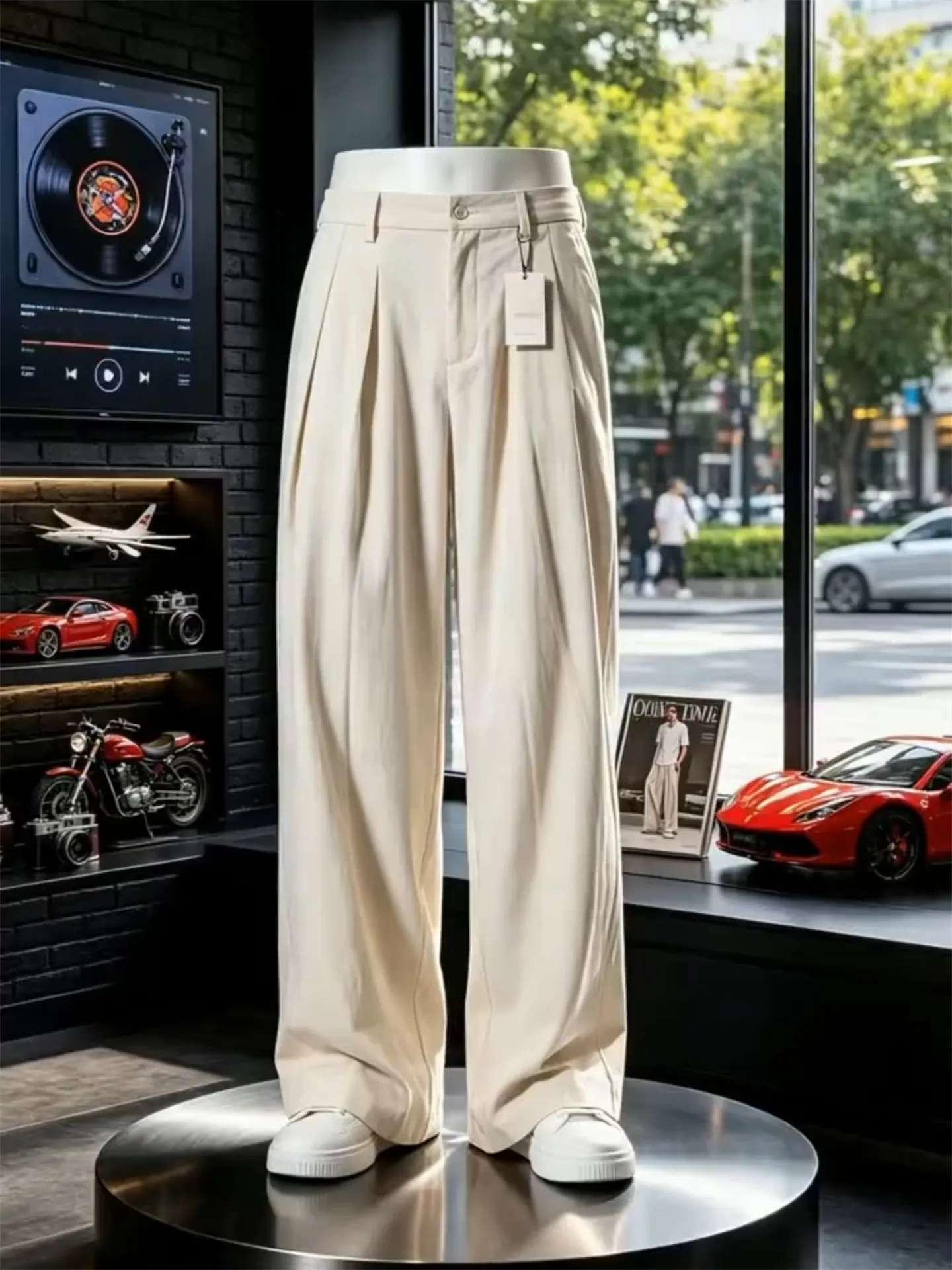 

Lightweight Breathable Khaki Linen Men's Summer Casual Pants Straight Leg Wide Leg Loose Fit Comfortable Straight Tube Trousers