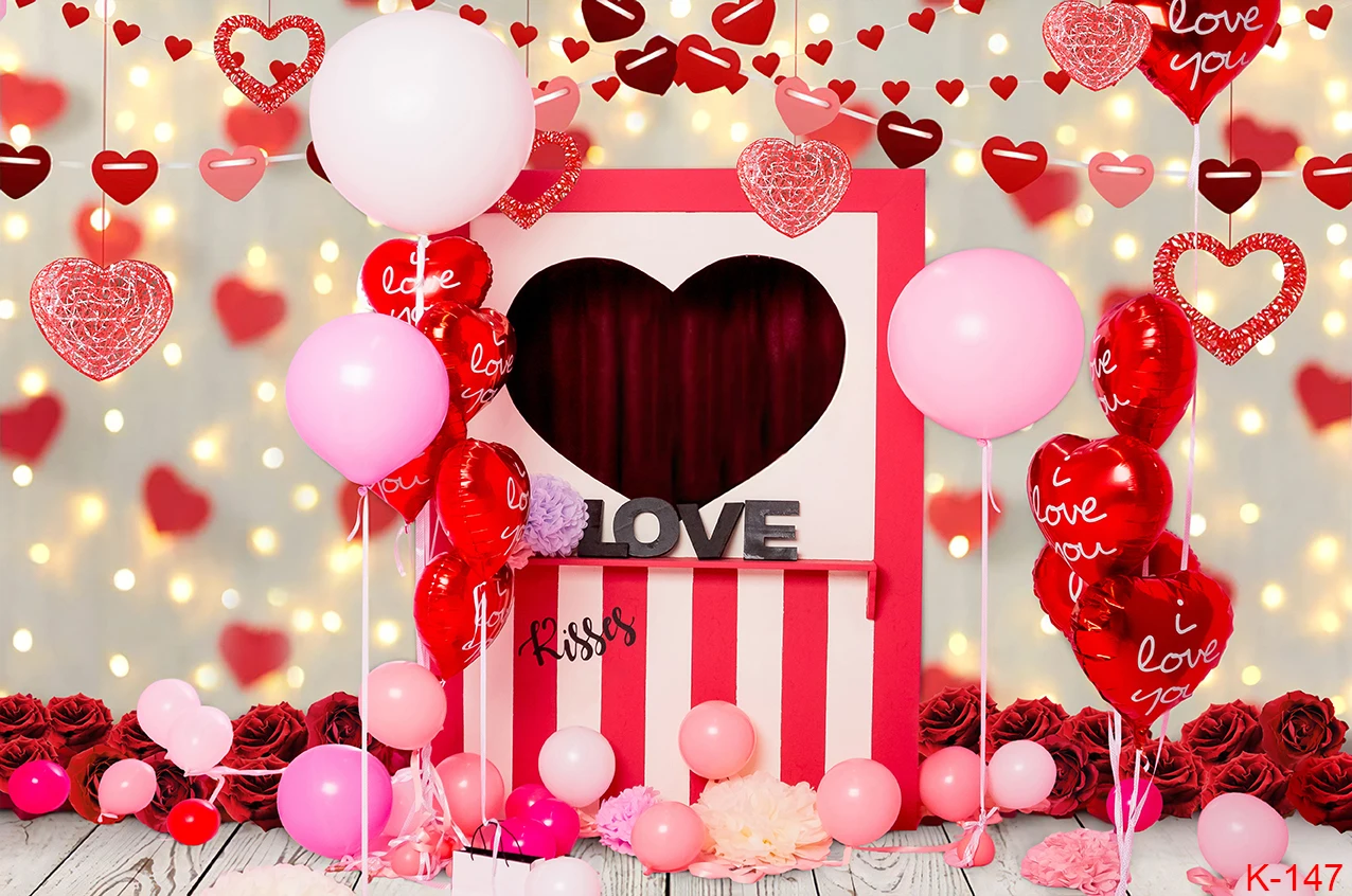 Valentine's Day Photography Backgrounds Love Roses Balloons Bridal Shower Marriage Portrait Props Cake Smash Birthday Backdrops