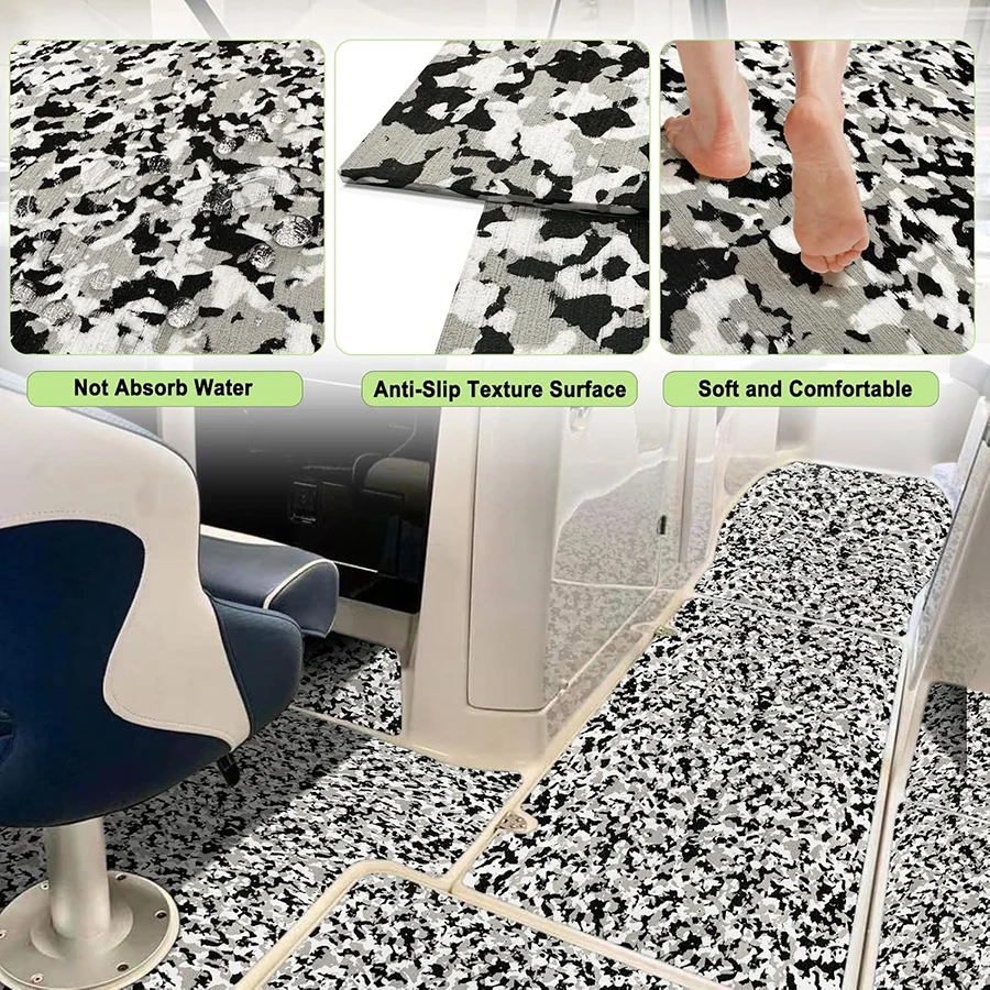 240*45cm Boat Flooring EVA Foam Decking Sheet Self Adhesive Marine Brushed Camo Carpet Yacht Kayak RV Golf Cart Non Slip Helm