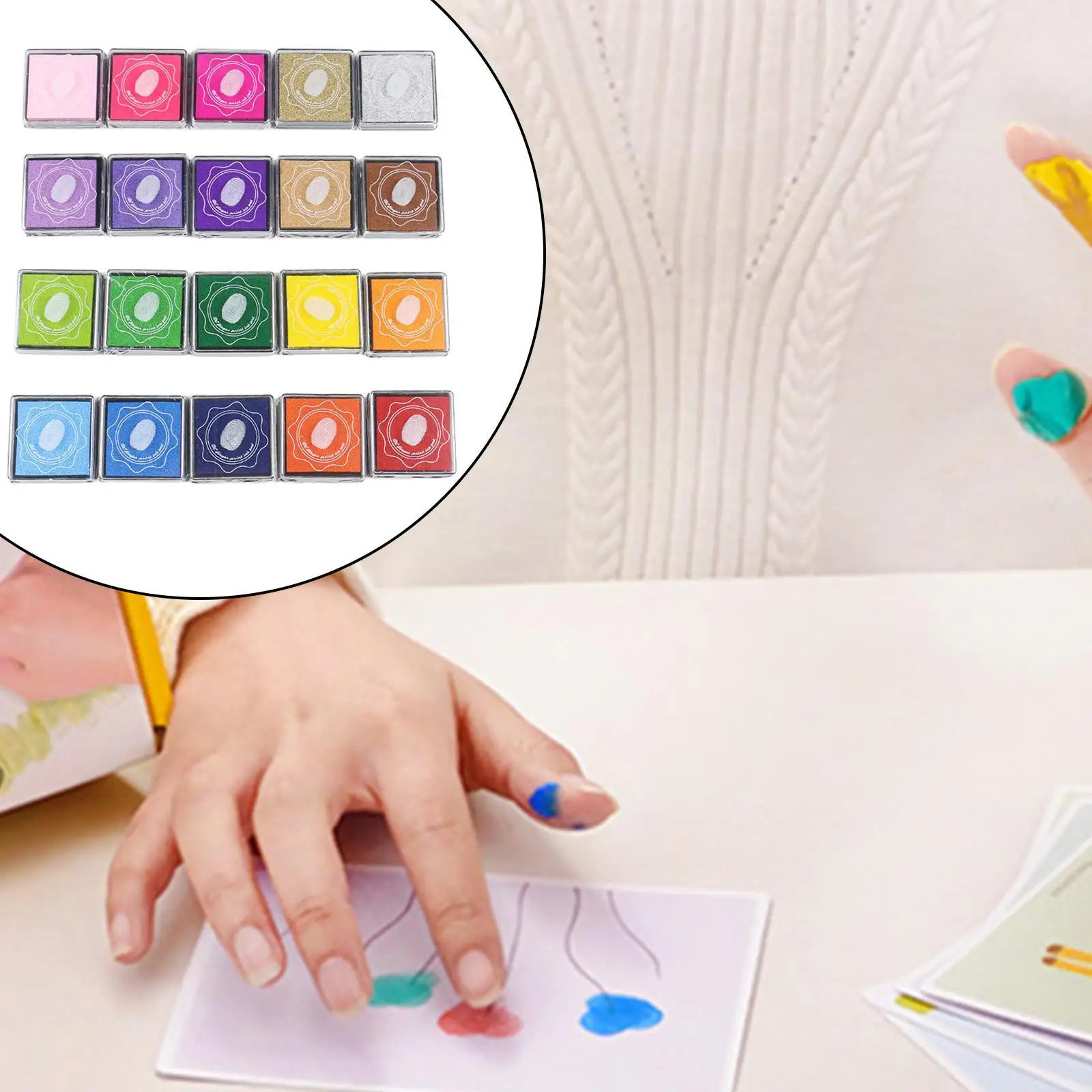 Sellos de almohadilla de tinta para manualidades, 20 colores, álbum de recortes DIY para niños