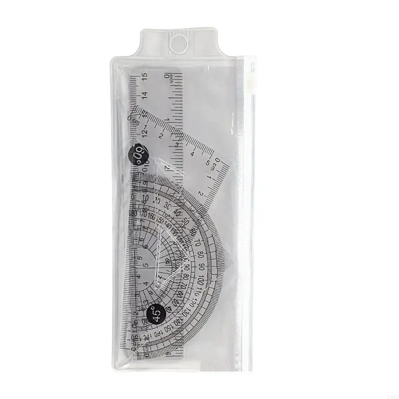 

4 Pcs 15cm Ruler Set Geometry Set Drawing Tool Drafting Supplies Math Measurement Tools for Students School Supplies D5QC