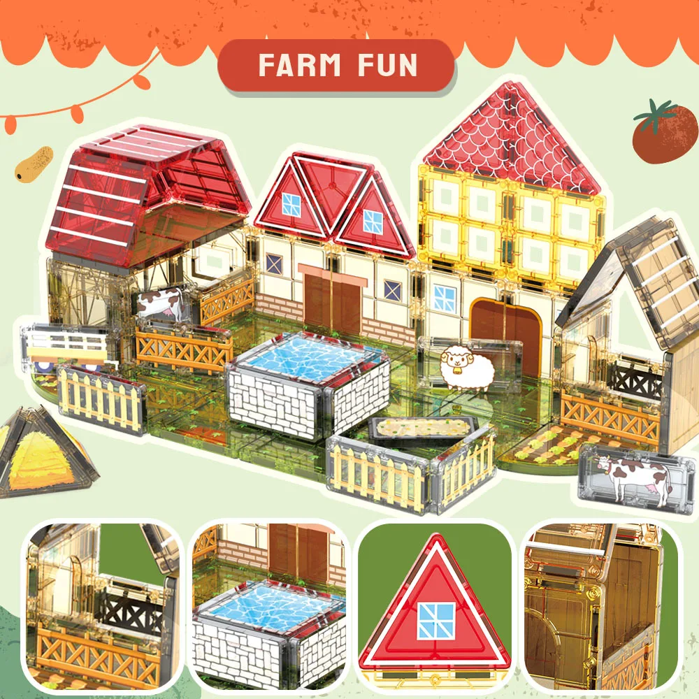 磁気シート積み木城シーンセット子供用磁気組み立てDIYビルディングブロックおもちゃ