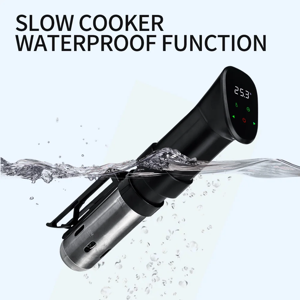 1800W IPX7 Slow Cookers Powerful Vacuum Slow Sous Vide Cooker Circulator with LCD Digital Timer Stainless Steel Cooking Machine