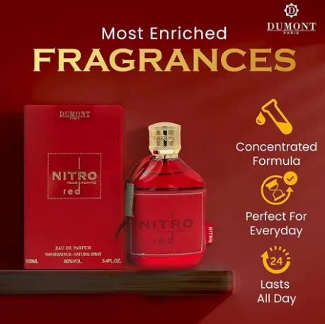 

NITRO RED - 3.4oz - Eau De Parfum - Luxury Perfume for Men - Fruit, Woody, Floral & Masculine Fragrance - Long Lasting Co
