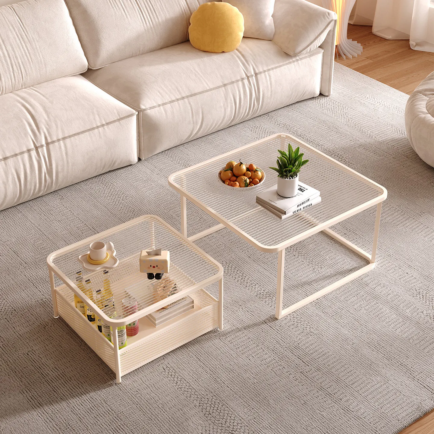 

Installation-free advanced cream wind living room coffee table small