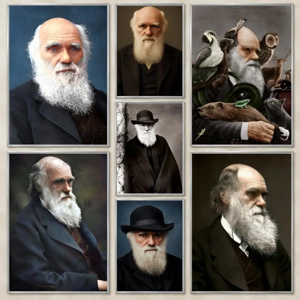 Brilliant Scientist C-Charles Darwin Poster Self-Adhesive Wall Art HD Print For Dorm Teen Room Decor Gift