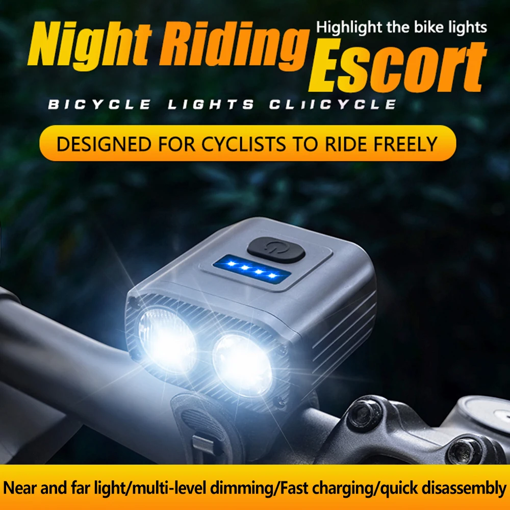 LED Bicycle Front Light Type-C Rechargeable 5 Modes Bike Head Light Easy to Install Super Bright Cycling Scooter Helmet Light