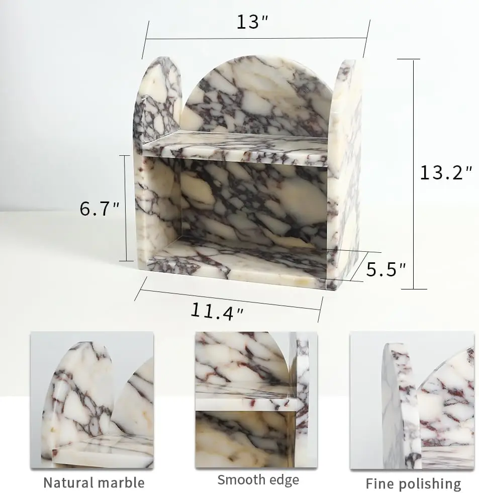 2-Tier Natural Marble Bathroom Counter Storage Shelf, Luxury Makeup Organizer for Perfume Cosmetics Skincare Jewelry, No Assembly Required Countertop Display Rack