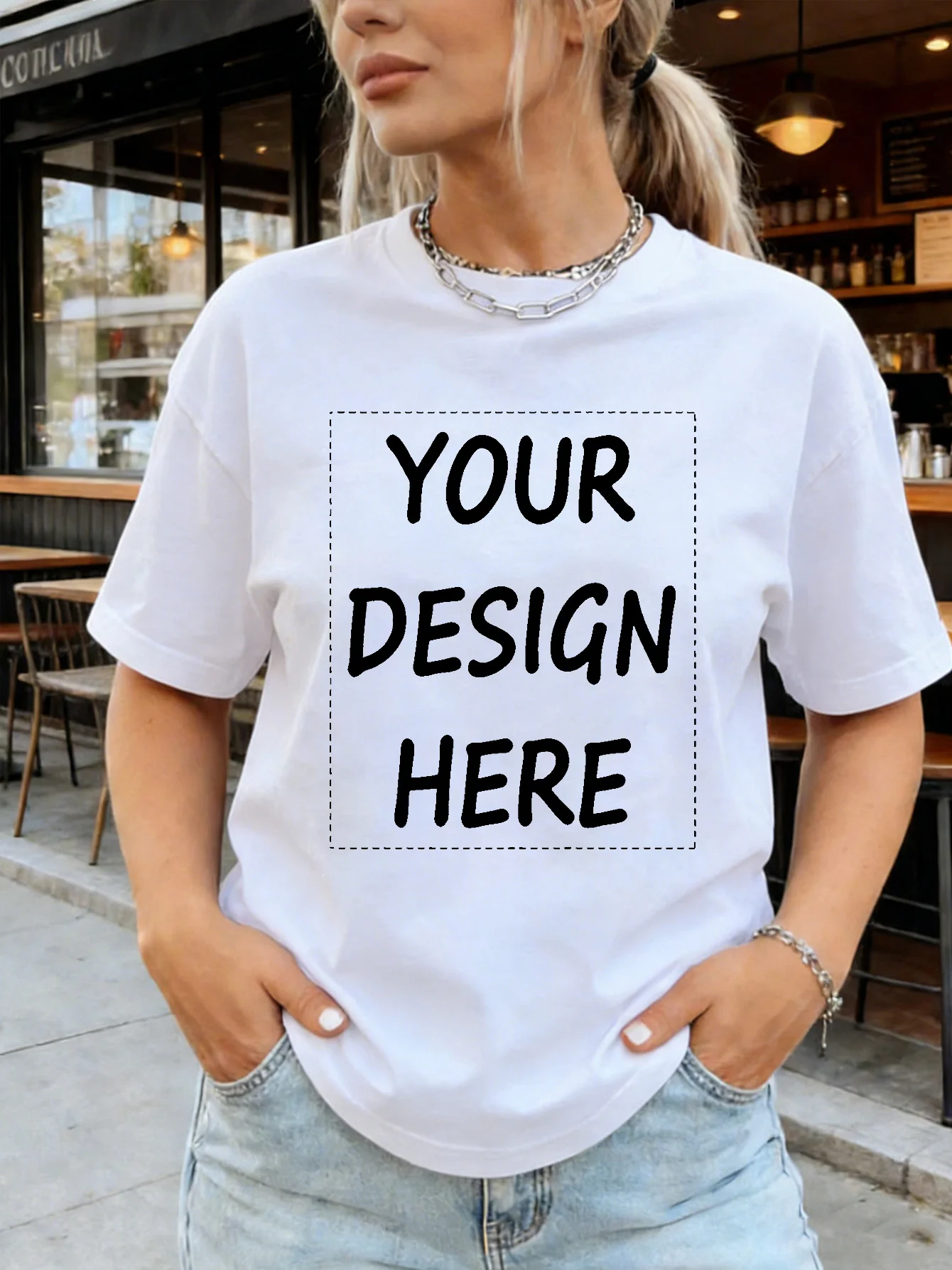 Custom Graphic Logo Basics T-Shirts Retro Loose Clothing Fashion O-Neck Short Sleeve Unisex Summer 100%cotton Personalized  tee