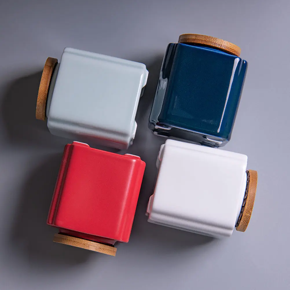 1Pcs Ceramic Tea Caddy Sealed Storage Container Practical Tea Canister Office Home Freshness Keeper Jar Canister