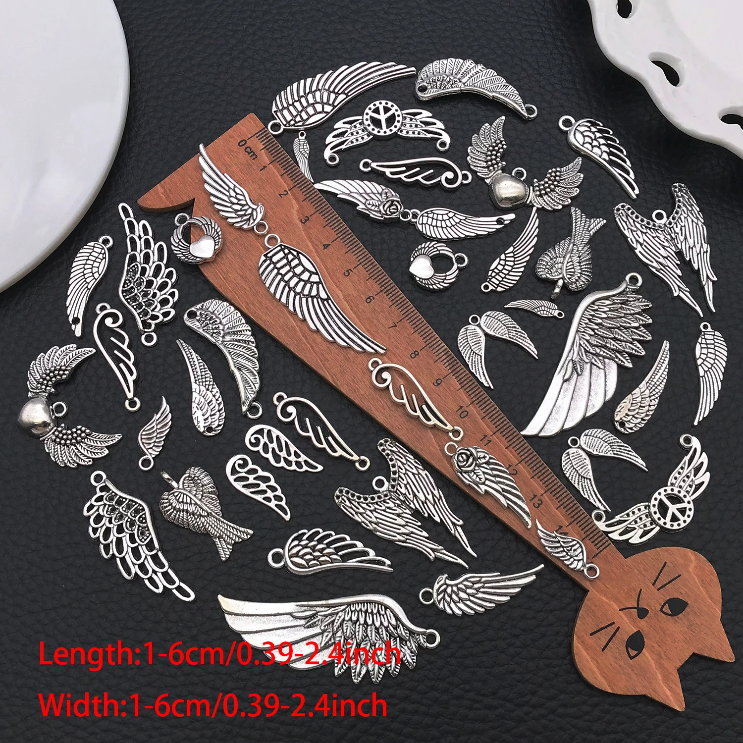 Angel Wing Charms, New 22/42 Pcs Mixed Antique Silvery Vintage Feather Wing Pendants For DIY Necklaces Earrings Jewelry Making view 3