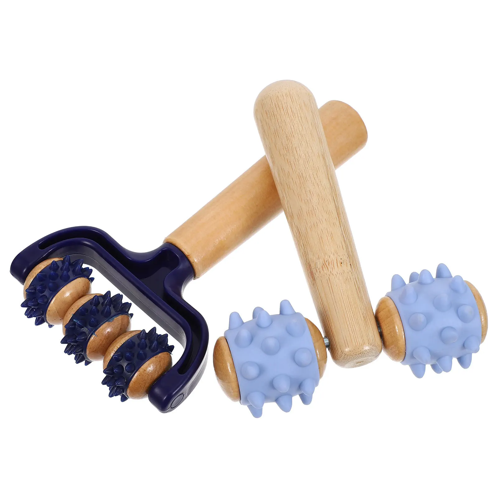 

2Pcs Wooden Massage Roller Set Wooden Muscle Roller Bead Massage Tool Handheld Manual Massager for Foot Leg Arm Home Office