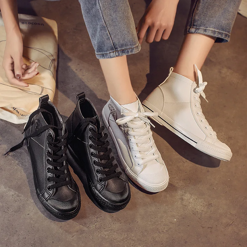 Women Shoes Casual Fashion Classic Shoes Breathable Platform Winter Autumn White Black High Top Sneakers Tenis Feminino