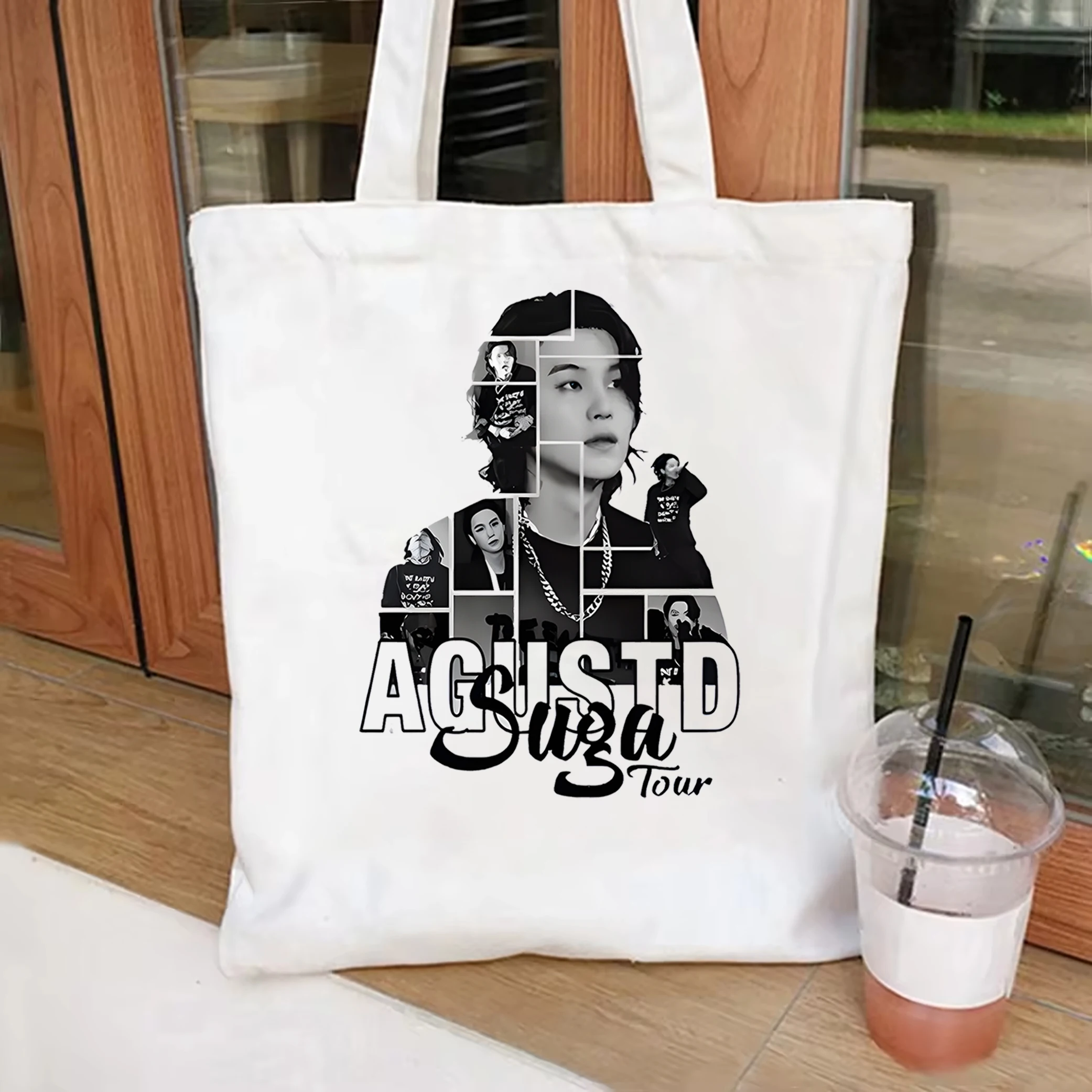 D Day Movie canvas tote bag Suga On Tour 2024 borsa a tracolla D Day Album tote bag borsa a tracolla coreana con musica Pop Harajuku Print bag