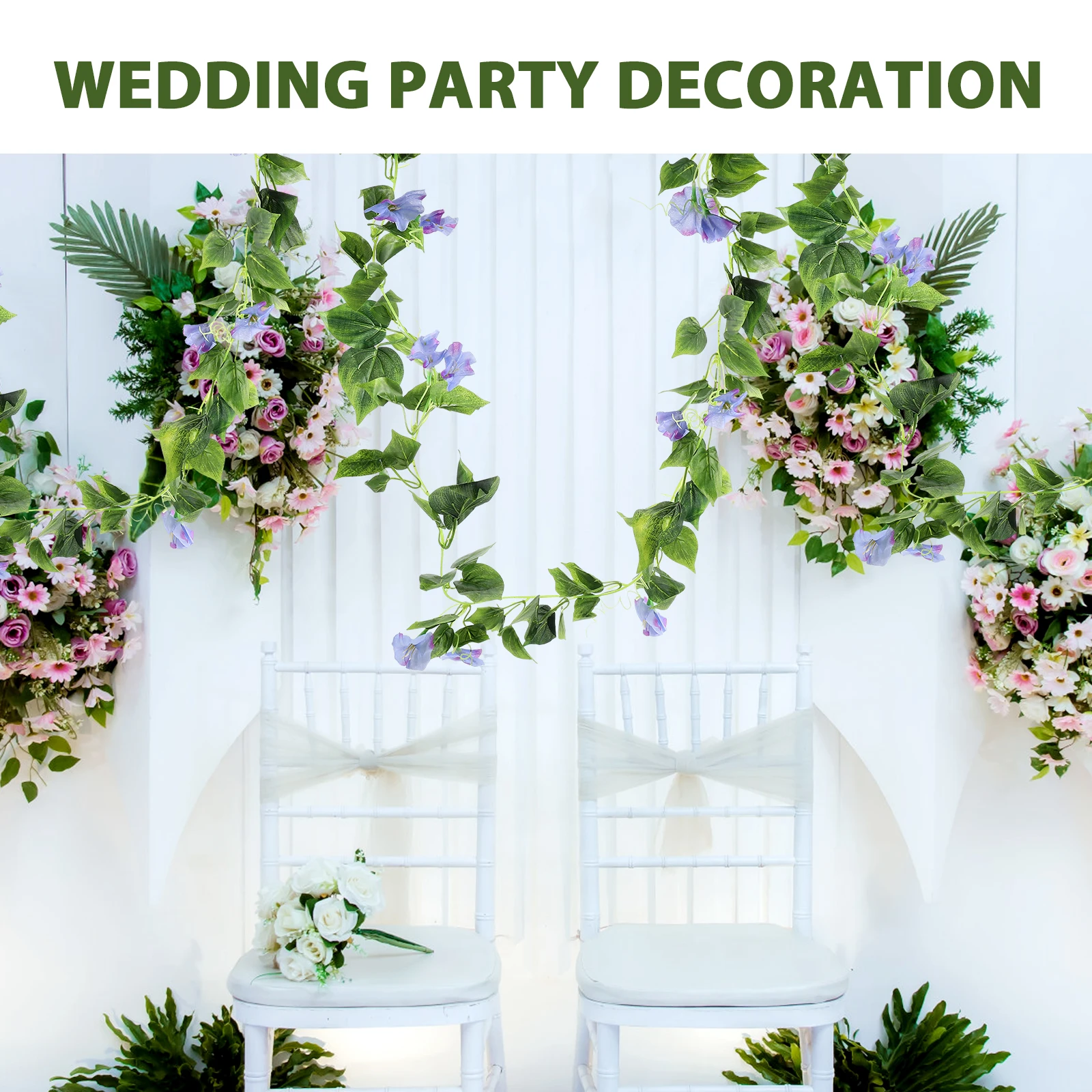 

Artificial Morning Glory Silk Flower Vine Decor Garland Home Garden Balcony Realistic Texture Versatile Perfect