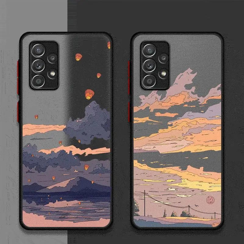 Summer Sky Suspension Case For Samsung Galaxy A54 A14 A52 A53 A34 A13 A51 A23 A71 A32 A21s A32 A13 A22 Matte Hard Phone Coque