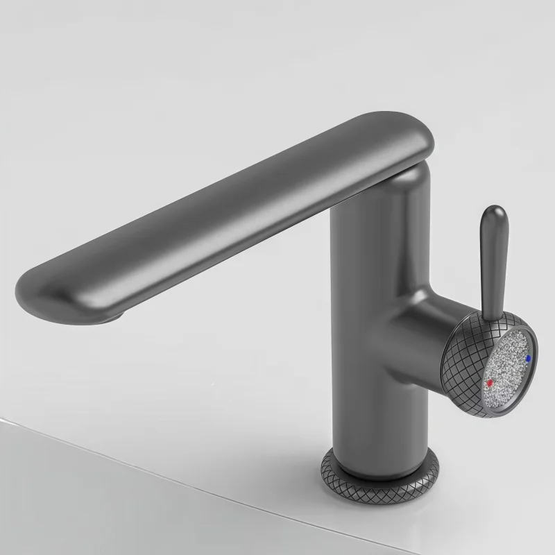 Bathroom Cabinet Brushed Gun Gray Basin Faucet Light Luxury Style Undermount Basin Hot and Cold