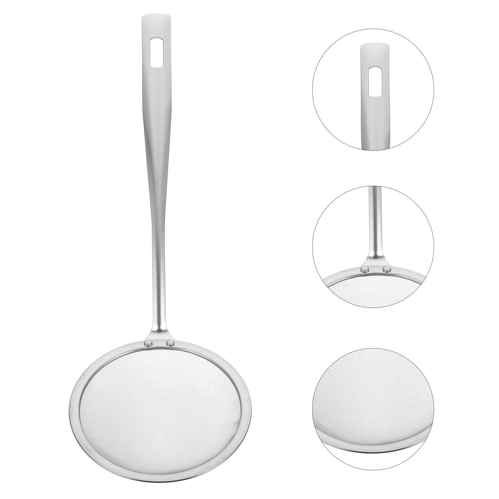 

Scoops Stainless Steel Soup Strainer Mesh Colander Oil Spoon Filter Kitchen Tool Silver