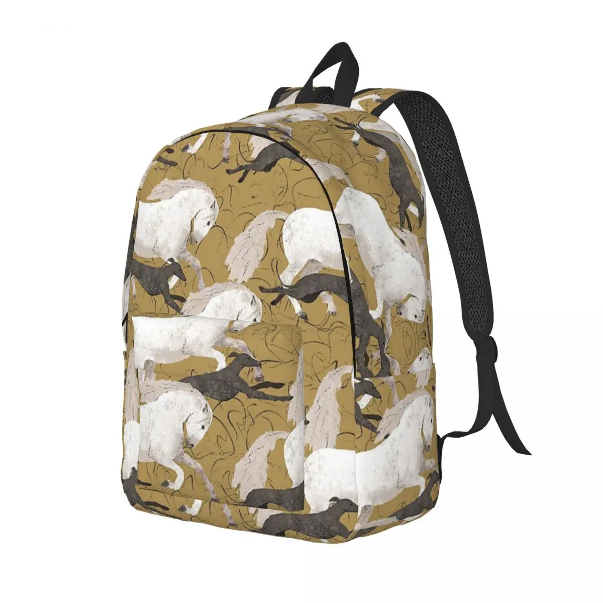 Horse And Greyhound Backpack for Boy Girl Kids Student School Book Bags Dog Animal Lover Daypack Preschool Kindergarten Bag Gift
