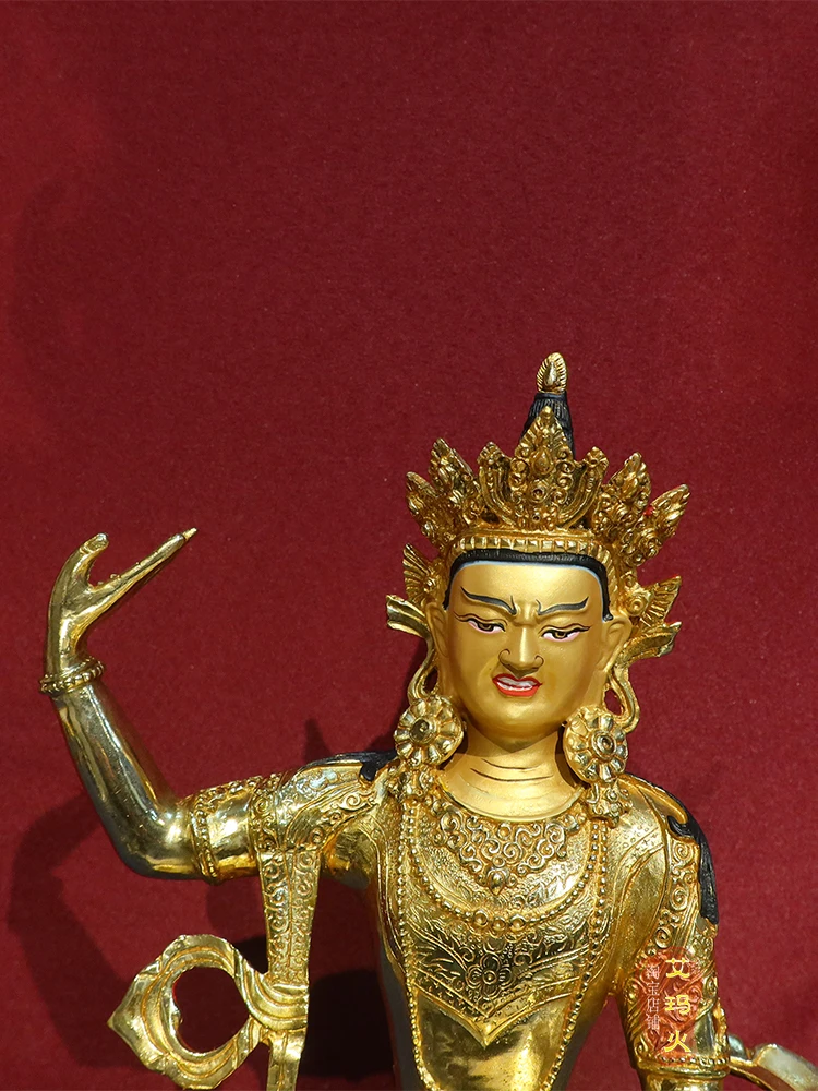 Bon religion Nanbajie Wa 1-foot Tibetan Esoteric Pure Copper Gilded Home Buddha Statue Offering Decoration of 10 inches