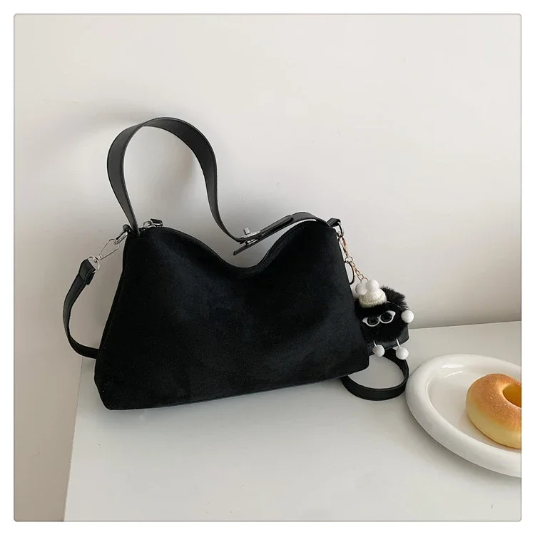 Deer Skin Material 2024 High Quality Shoulder Bag Zipper Solid Color Simple Fashion Handbag Soft Popular Commuting Crossbody Bag