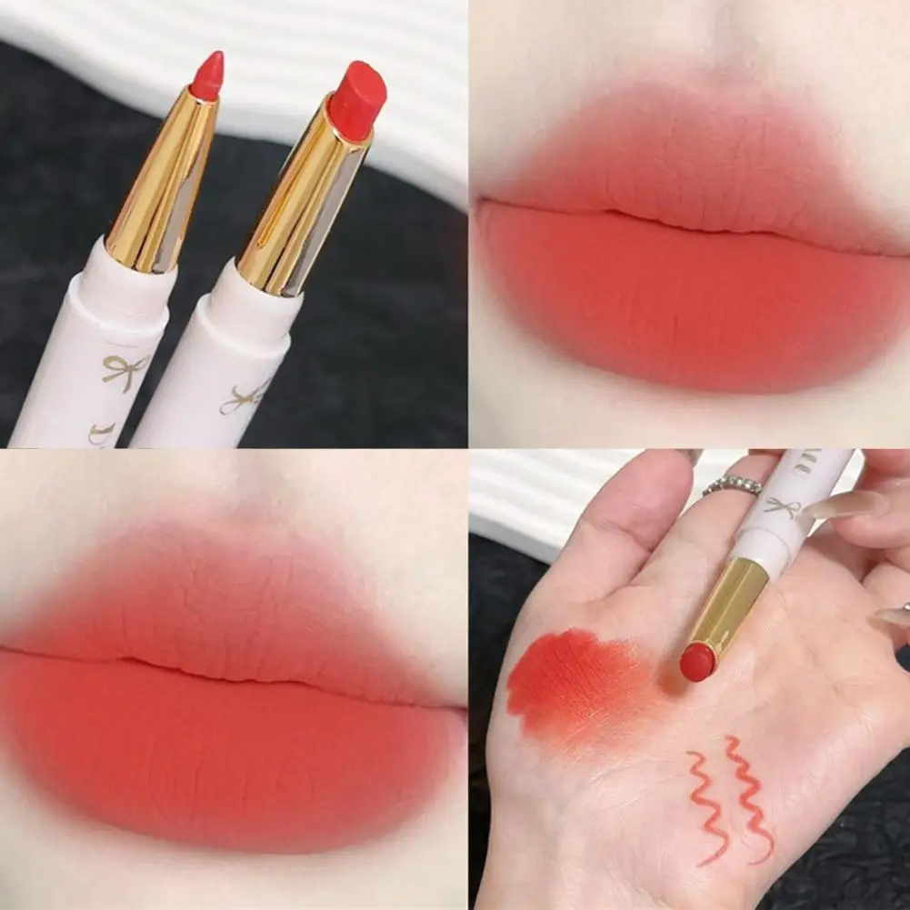 Dwustronny konturówka do ust i płynny szminka w pisaku, miękki aksamitny mat, wodoodporny, odporny na rozmazywanie, długotrwały makijaż ust.