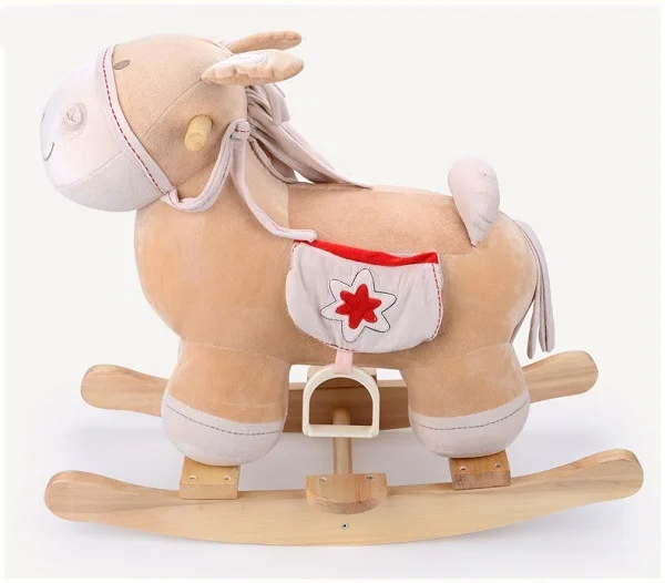 Baby 2-8 Years Old Children Solid Wood Rocking Horse Safety Trojan Toddler Rocking Chair Gift Solid Wood Birthday Gift