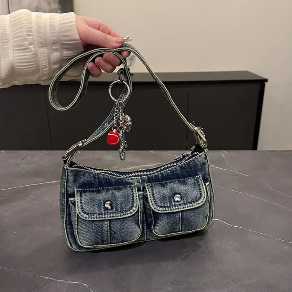 

Fashion Handbag Retro Denim Bag Y2K Underarm Bag Spicy Girl Shoulder Bag Armpit Bag Crossbody Bag Cloth bag Shopping