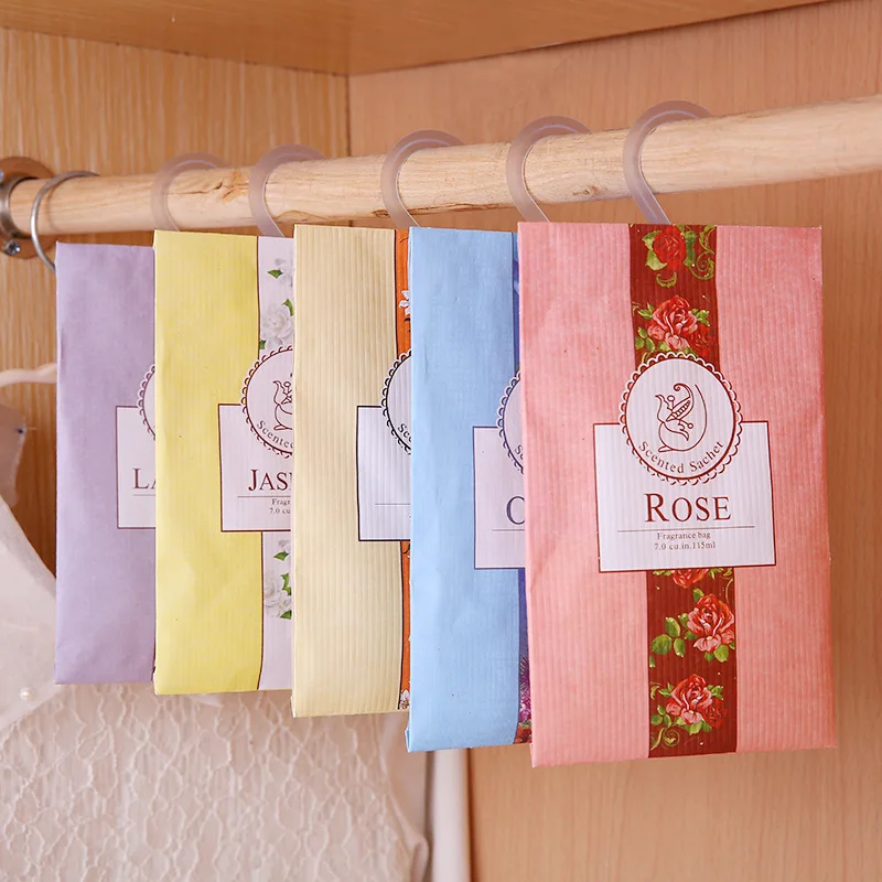 5pcs ​​Natural Jasmine Rose Lavender Hanging Freshener - Long-Lasting Odor Eliminator for Wardrobe Car Closets Refill-Free​​