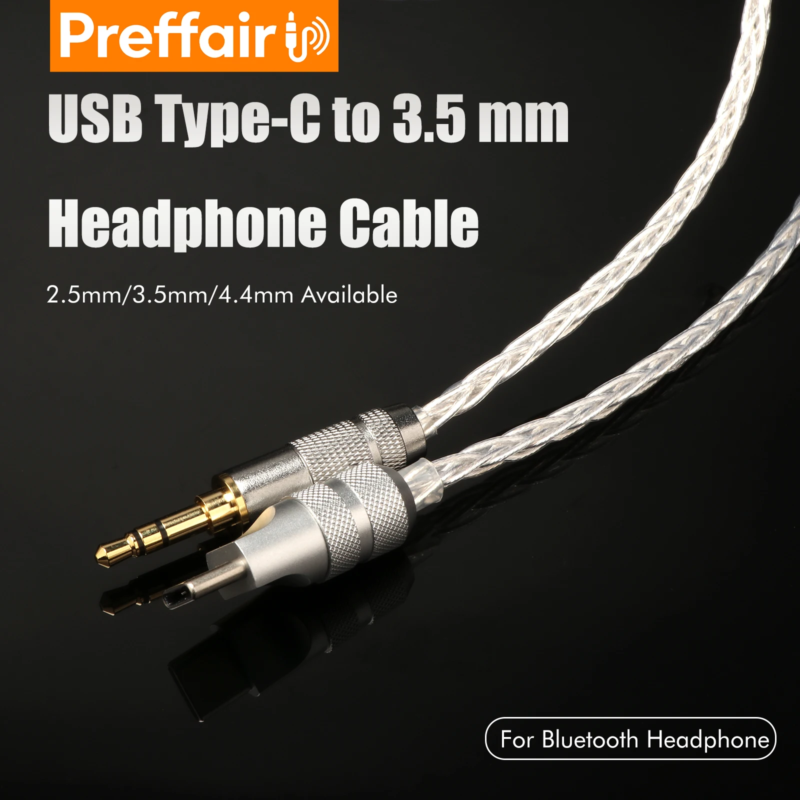 Preffair 7N OCC Silver Plated USB-C to 3.5mm AUX Cable Px8 Px7s2e Headphone Cable 3.5/2.5/4.4mm Audio Cable