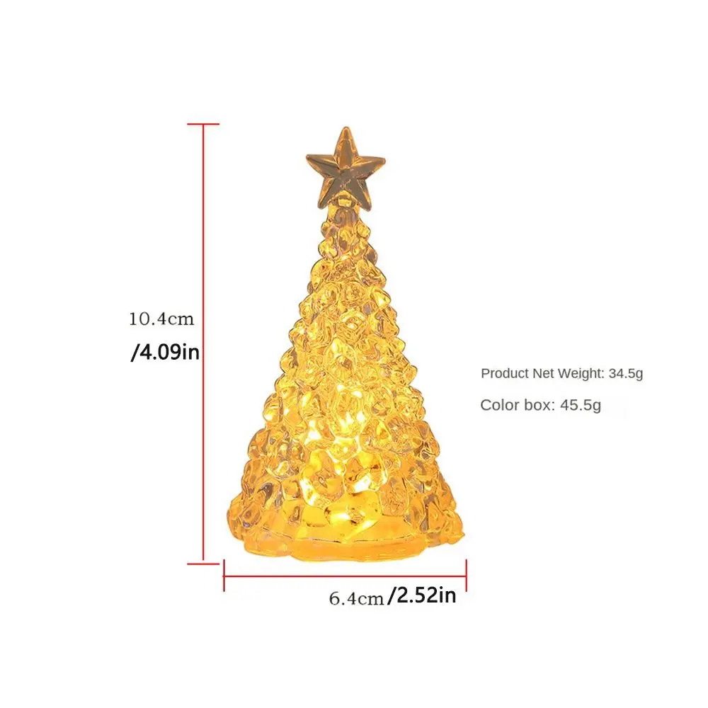 Lampu pohon Natal bercahaya, lampu kristal bersinar transparan pohon Natal lampu malam warna-warni suasana Xms