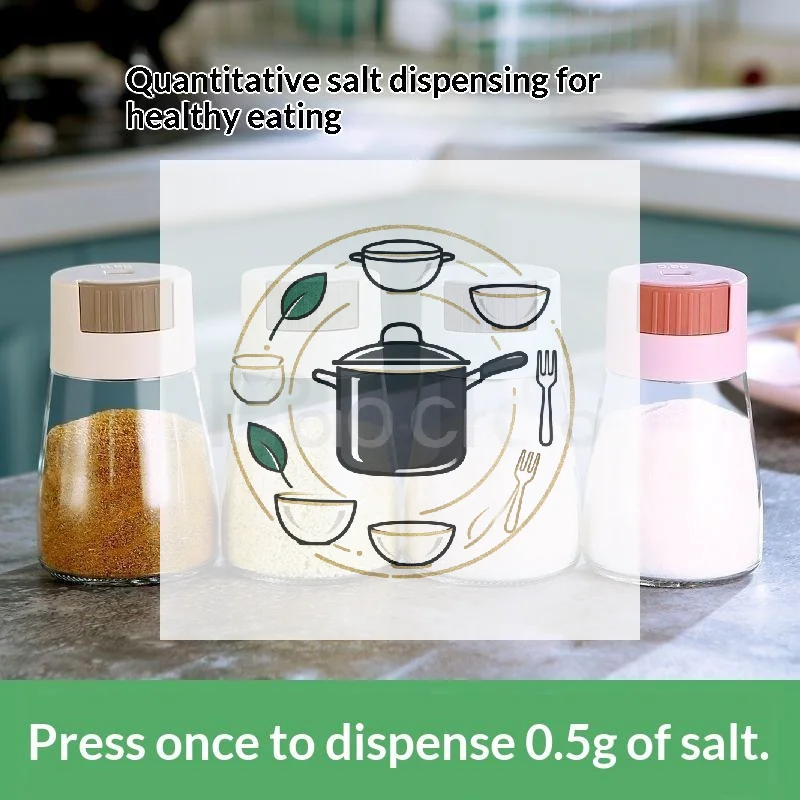 0.5g Quantitative Seasoning Container Dustproof Press Type Seasoning Jar Seasoner Storage Salt Dispenser For Home Kitchen