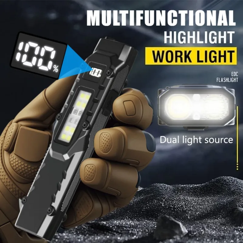 Portable LED Flashlight 800 Lumens USB Rechargeable Tactical Flashlight Lantern IPX4 Waterproof Led COB Work Light for Camping