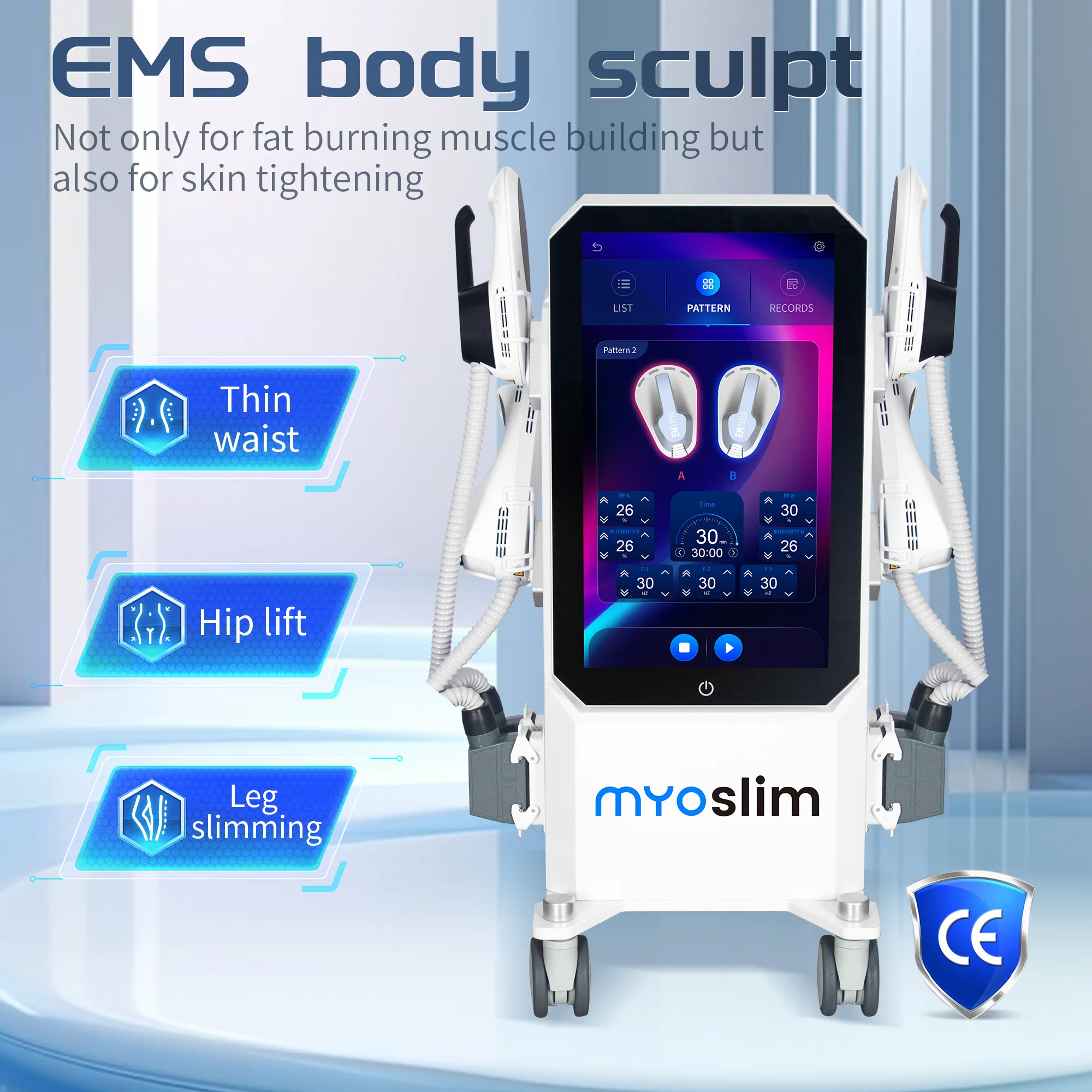 MYOslim EMS Body Slimming Machine 6500W Portable Electromagnetic Muscle Stimulator for Fat Removal And Weight Loss Sculpting