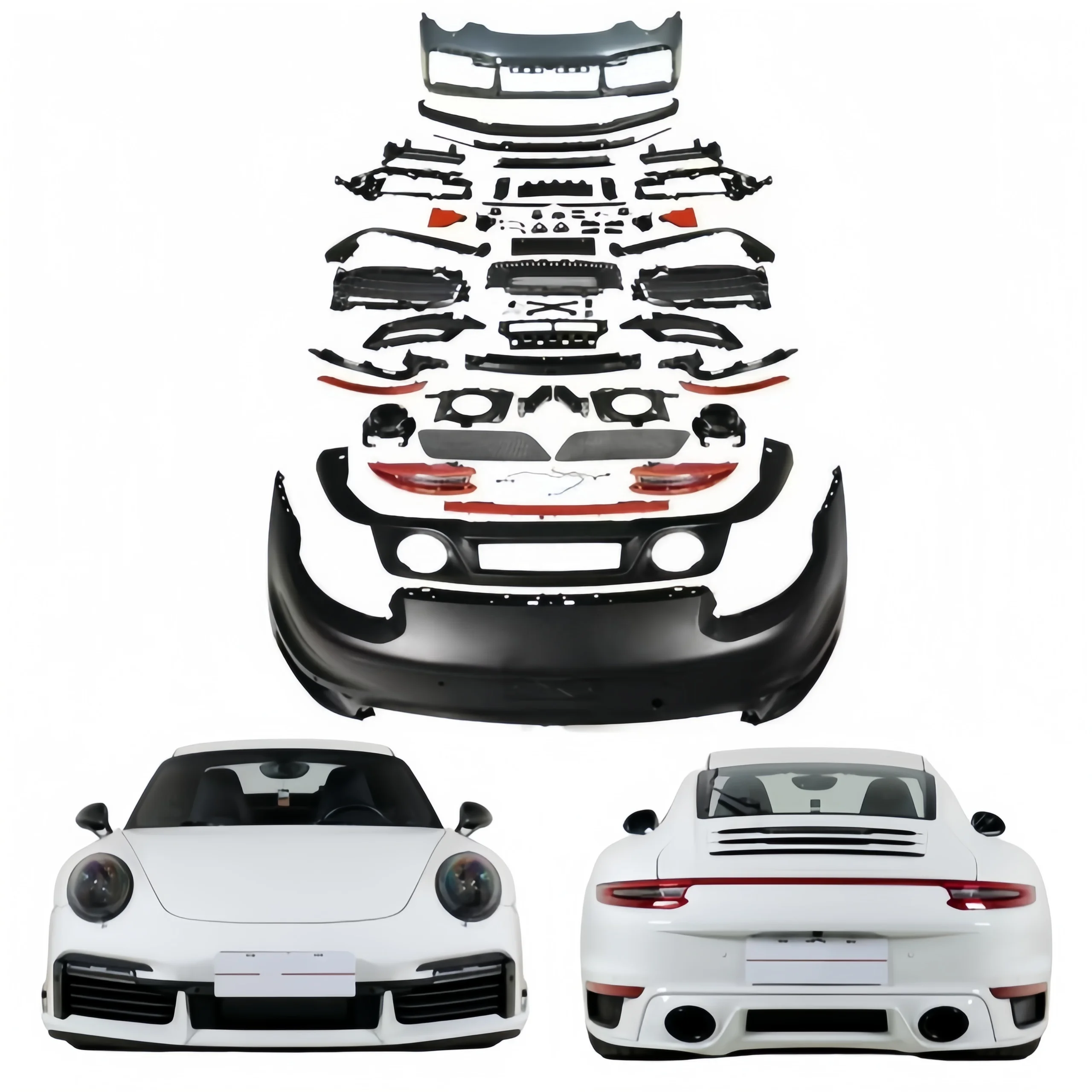 

STLF 2012-2019 for 911 Car Modification Body Kit Upgrade 992 Turbo SD Front Bumper Fog Light Cut-Outs PP Material Rear for 991